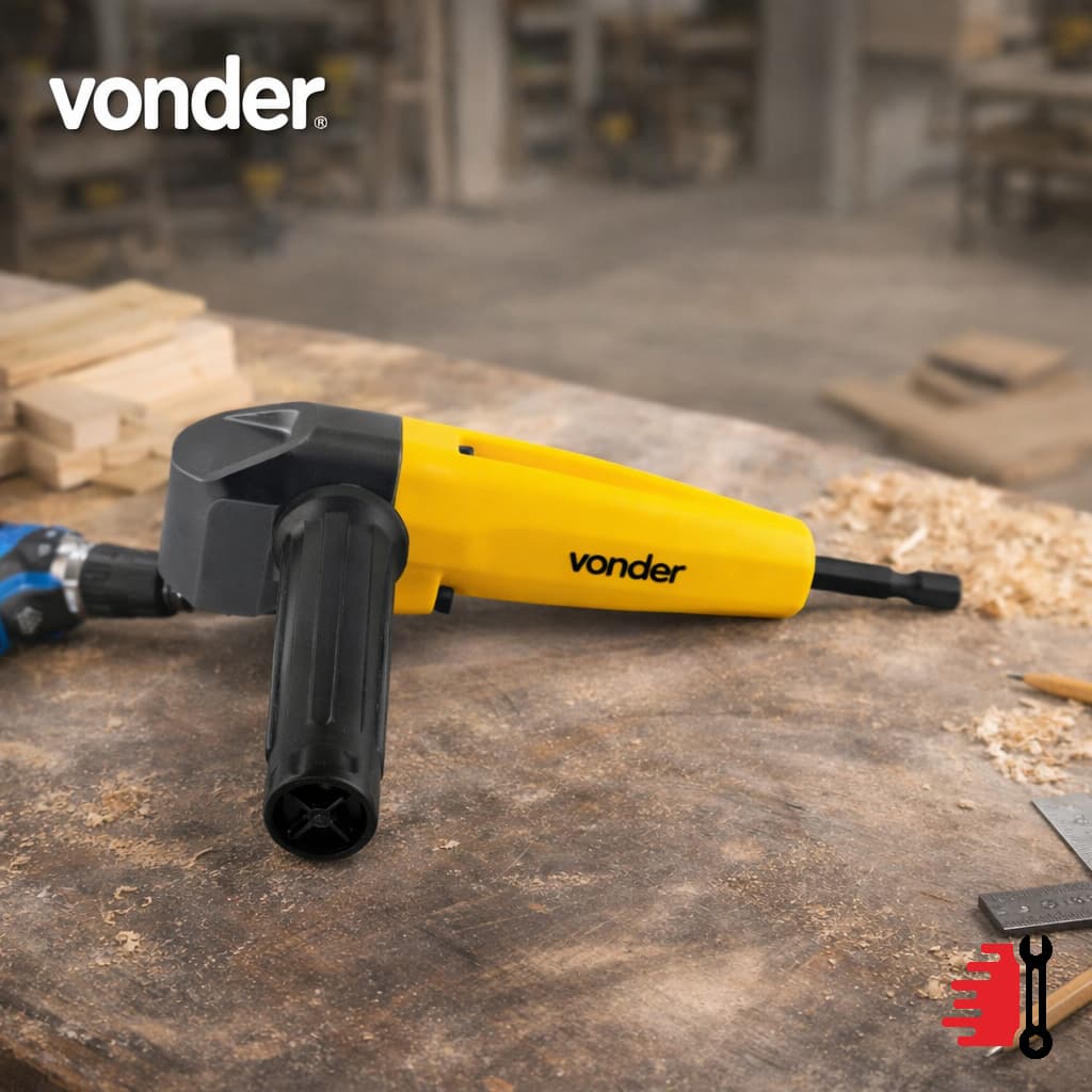 Adaptador Angular Para Parafusadeira Furadeira Encaixe 1/4" Vonder