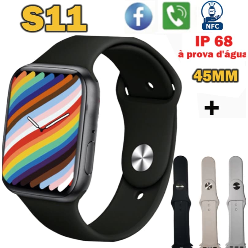2026 Novo Smartwatch S11 45MM Relogiointeligente NFC Monitor cardiaco a IP68 prova d'agua ChamadasBluetooth Relogio