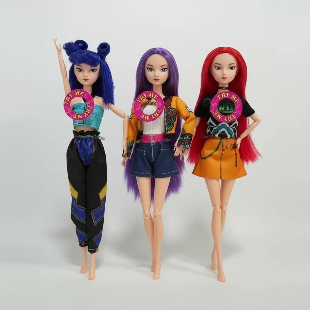 Bonecas Estilo K-Pop Articuladas 3 Bonecas Com Som Na Caixa Compatível