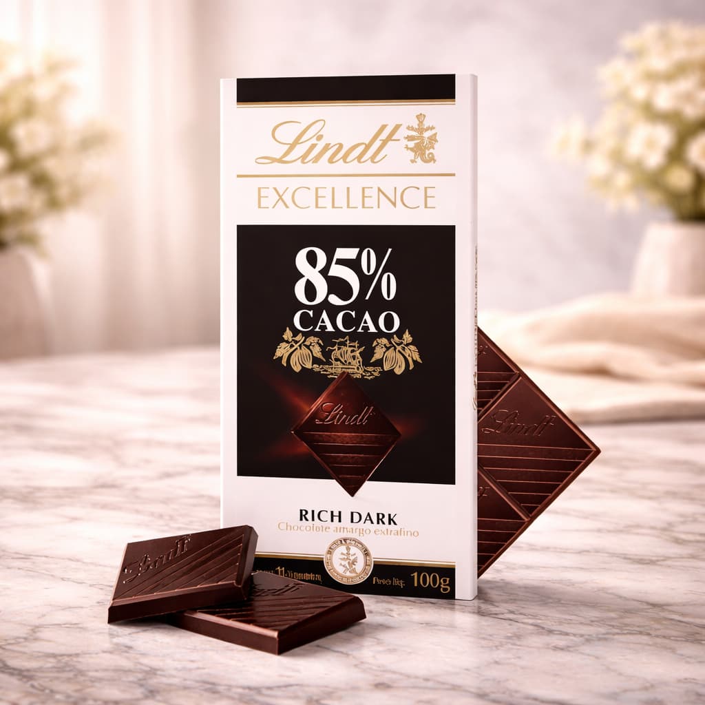 Barra Chocolate Lindt Excellence 85% Cacau 100g Importada – Amargo Premium Suíço