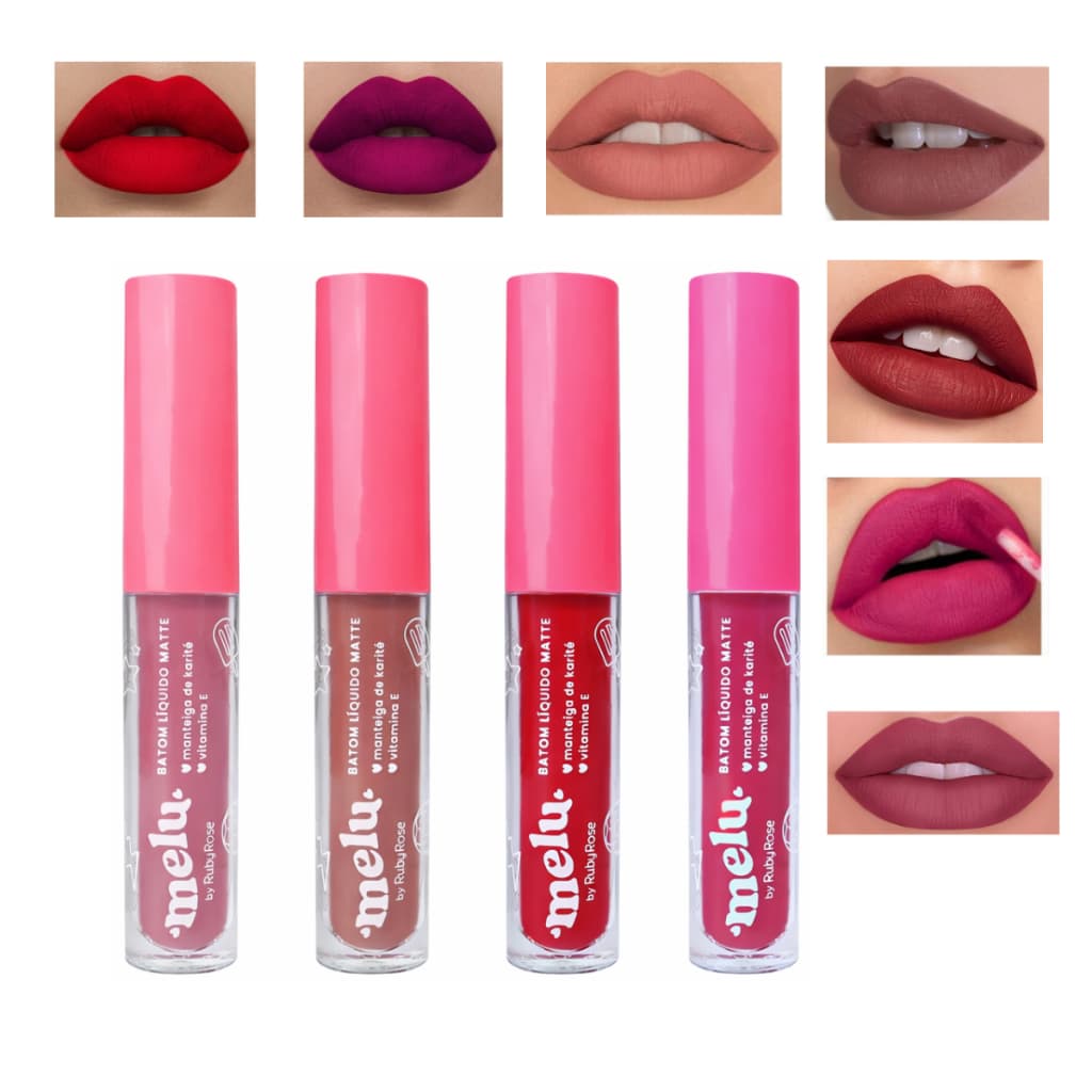 Batom Liquido Matte - Melu Ruby Rose - Escolha Sua Cor -  8 Cores