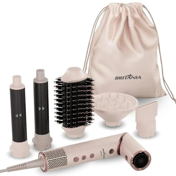 Secador de Cabelo Britânia BSD15A 1450W com 5 Acessórios Profissional Potente Leve com Modelador