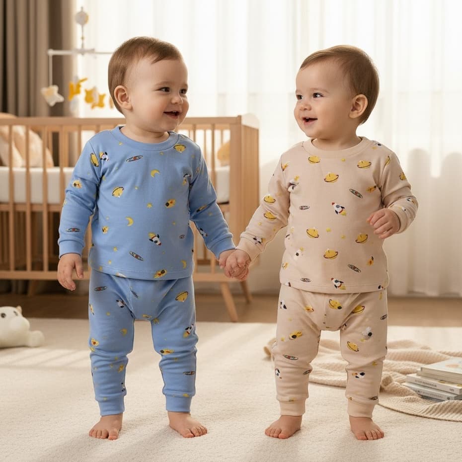 Kit 4 Peças Pijama Bebê Infantil RN Inverno 2 Conjunto Manga Longa Menino Menina Malha Fofo Macio