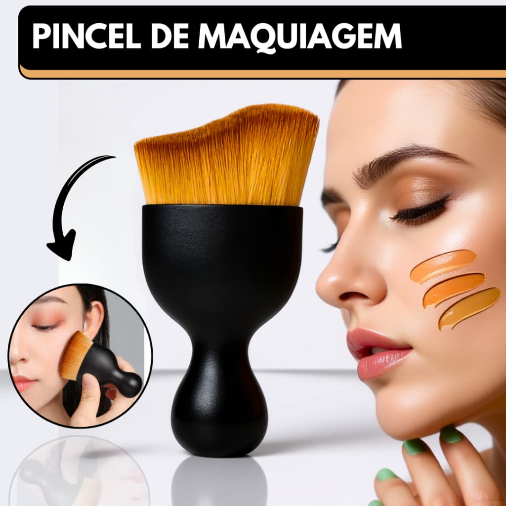 Pincel Maquiagem Macio Formato De S Profissional Para Uso Com Base Liquida Contorno Pó Multifuncional