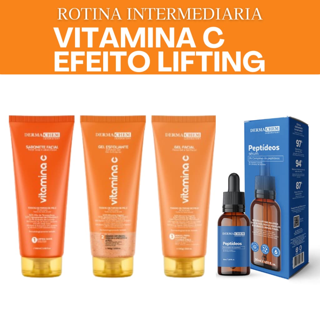 Kit Skincare Anti-idade Dermachem + Sérum Peptideos Anti-Olheiras Dermachem - 4 ITENS