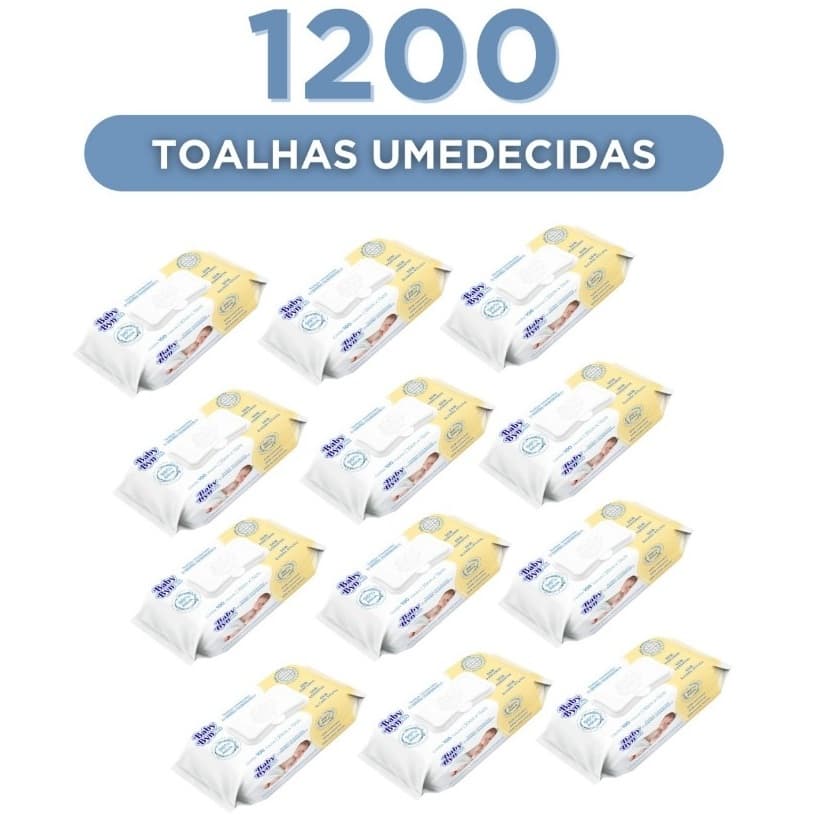 KIT 1200  UNDS - TOALHA UMEDECIDA BABY BYN RN (12X100 UN) SEM PERFUME/RECEM NASCIDO - ENVIO IMEDIATO
