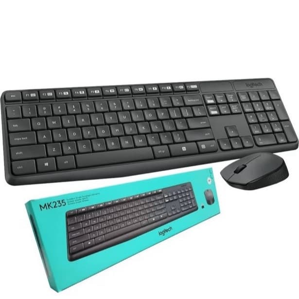 KIT Combo Teclado e Mouse Logitech MK235 S/Fio - Conexão Sem Fio Confiável e Design à Prova de Derramamentos