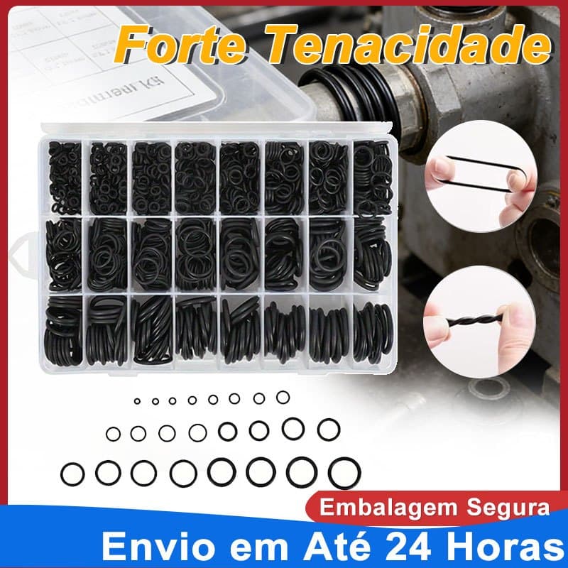 1200 Peças Kit O-Ring Anel de Vedação Sortido com Caixa, Junta de Borracha para Torneira, Encanamento, Reparos Doméstico