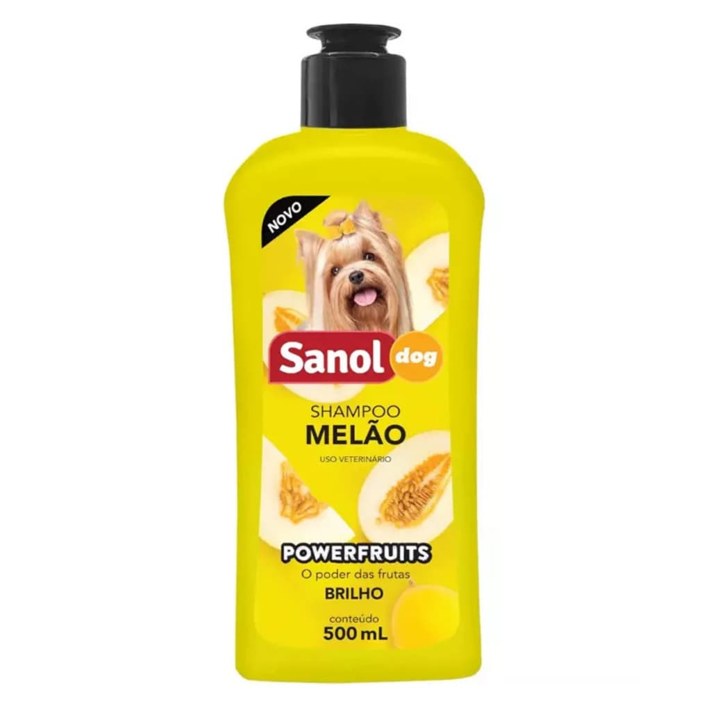 Shampoo Para Cachorro Sanol Dog Melão 500ml Cheirinho Frutado Brilho Intenso Powerfruits Higiene Pet