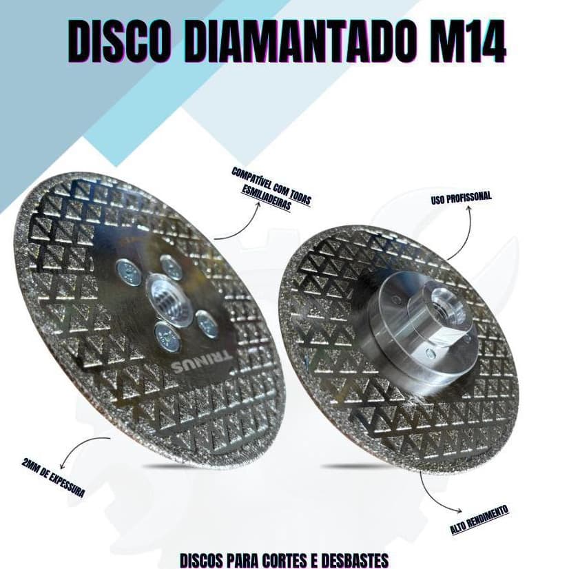 Disco diamantado 115mm M14 corte desbaste porcelanato disco porcelanato esmerilhadeira