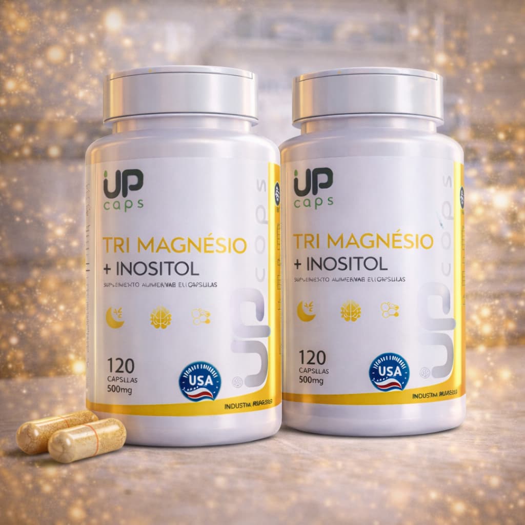 Legítimo Tri magnésio com Inositol + Vitamina B6 - 120 capsulas 500mg - 100% original - Up Caps -
