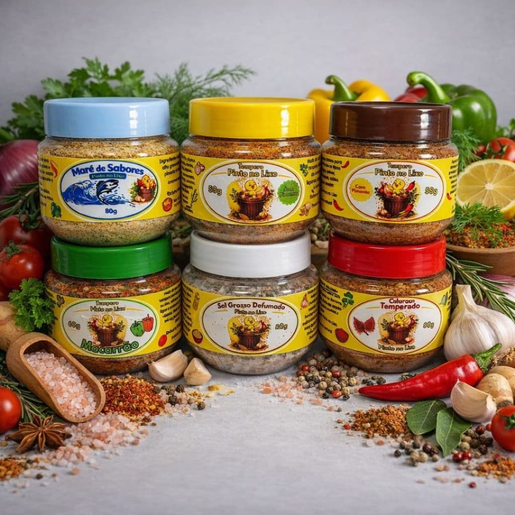 KIT 6 Temperos Pinto no Lixo Artesanal - COMPLETÃO (Todos os temperos Pinto no Lixo)