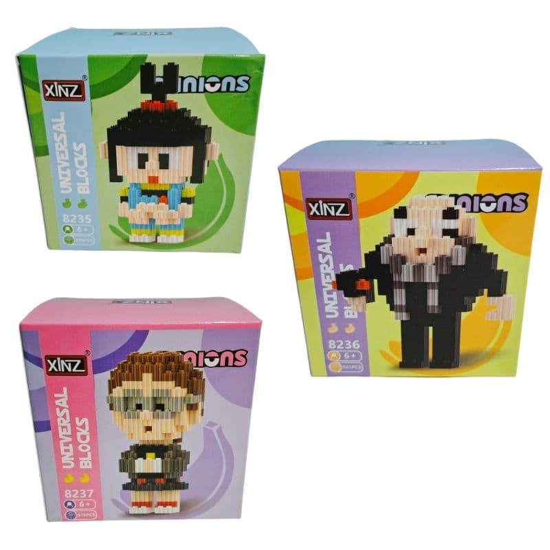Mini Blocos de Montar Minions Agnes, Margo e Gru 500+ Peças | Tipo Lego Meu Malvado Favorito | Brinquedo Criativo +6