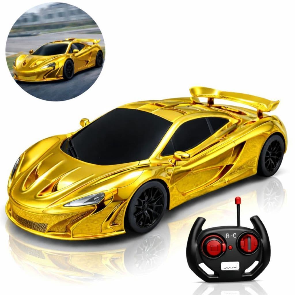 Carrinho De Controle Remoto Dourado Recarregável Carro Esportivo