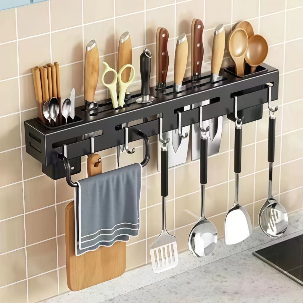 Prateleira Organizadora Multiuso Alumínio Cozinha Moderna Porta Tempero e Utensílios -M3