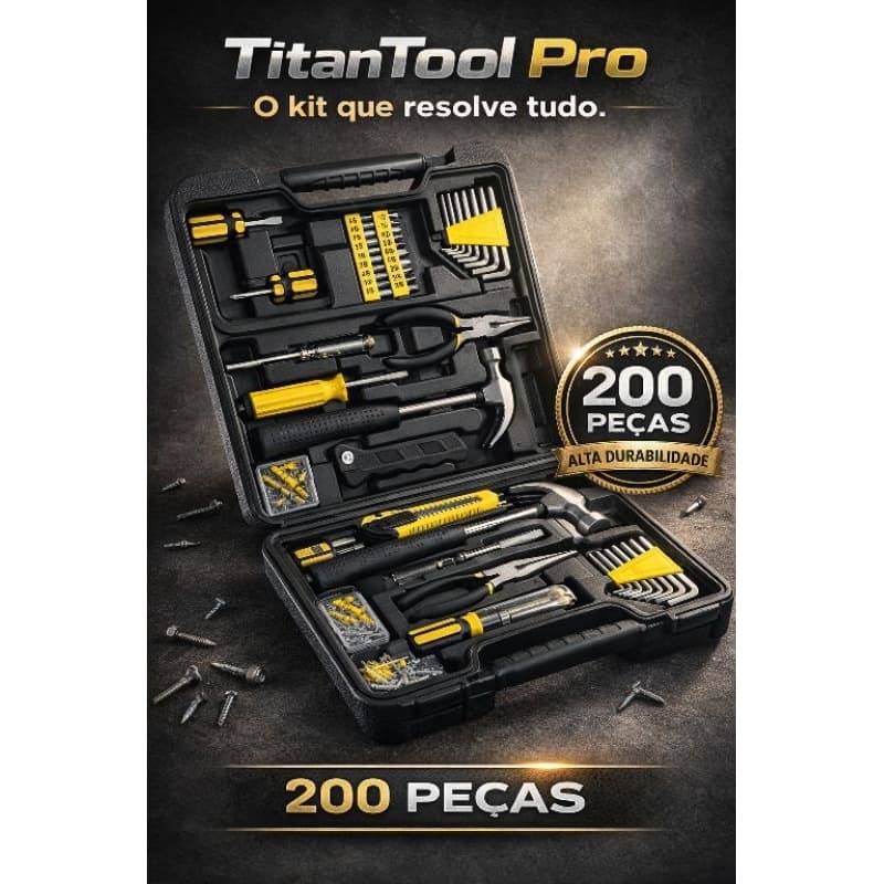 TitanTool Pro Kit 200 Peças Maleta de Ferramentas Completa Profissional Resistente para Casa Reparos Kit Completo