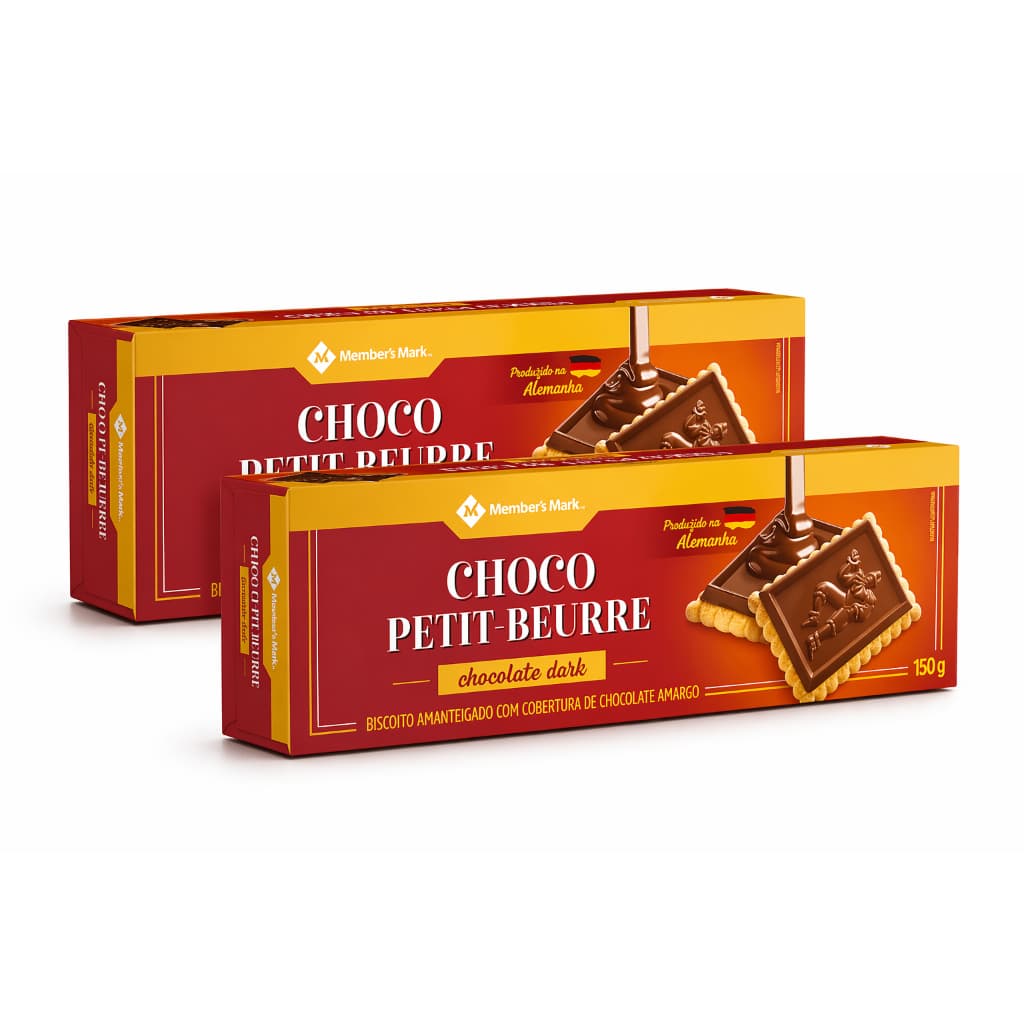 Kit 2 Caixas Biscoito Alemão com Chocolate Meio Amargo Griesson – Petit-Beurre 150g Premium