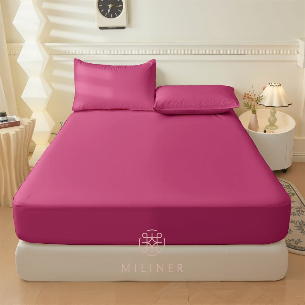 Jogo de lençol cor sólida rosa 03 peças cama de casal solteiro grande