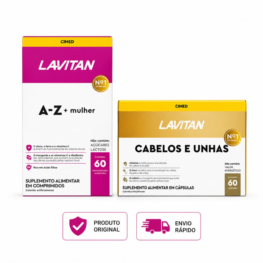 Lavitan Kit Mulher A-Z + Cabelos e Unhas | Vitaminas e Minerais | Suplemento para Rotina Diária