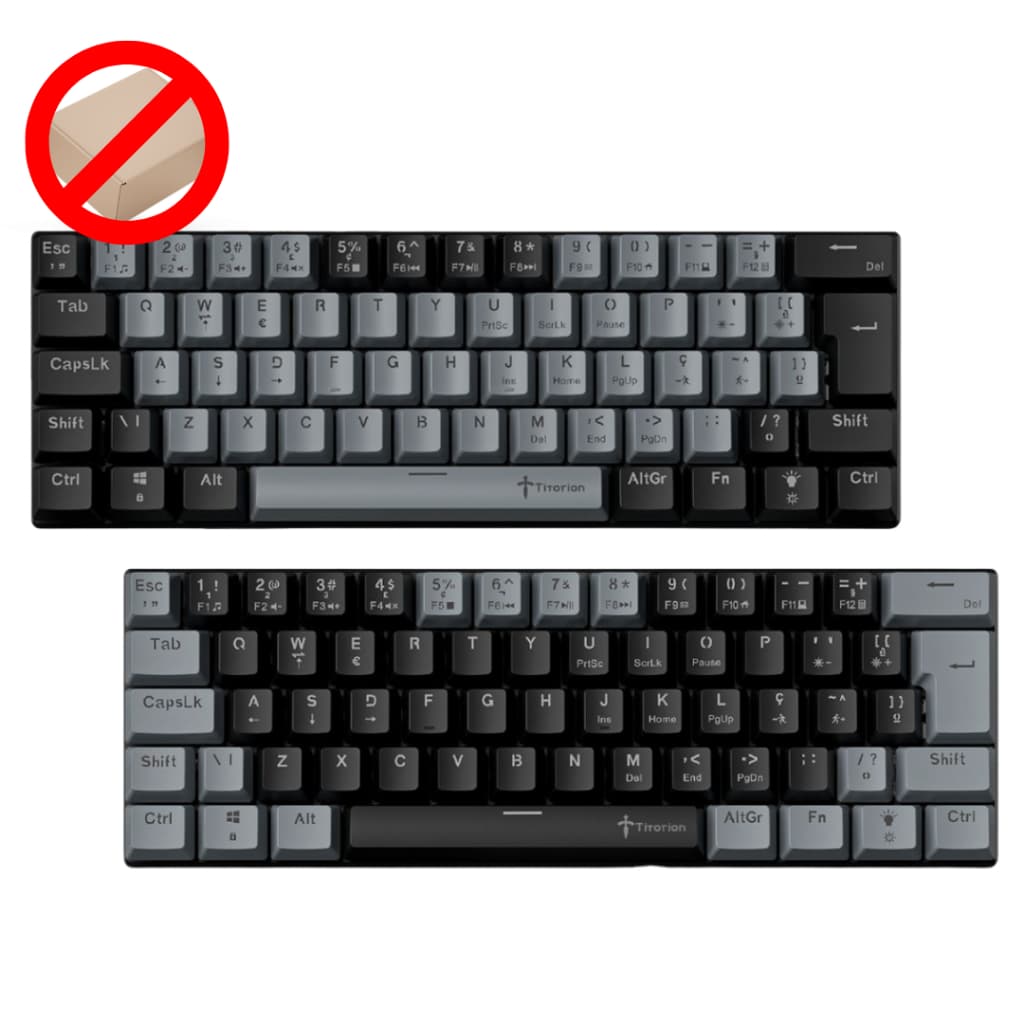 Teclado Mecânico Gamer Cinza 60% Hot Swap Switch Bronw Red Marrom Vermelho ABNT2 Titorion SEM CAIXA