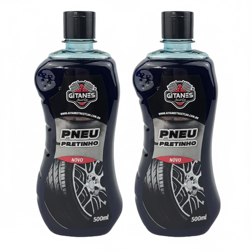 Kit 1, 2 ou 3 Pretinho 500ml Limpa Pneu Carro Moto 1l