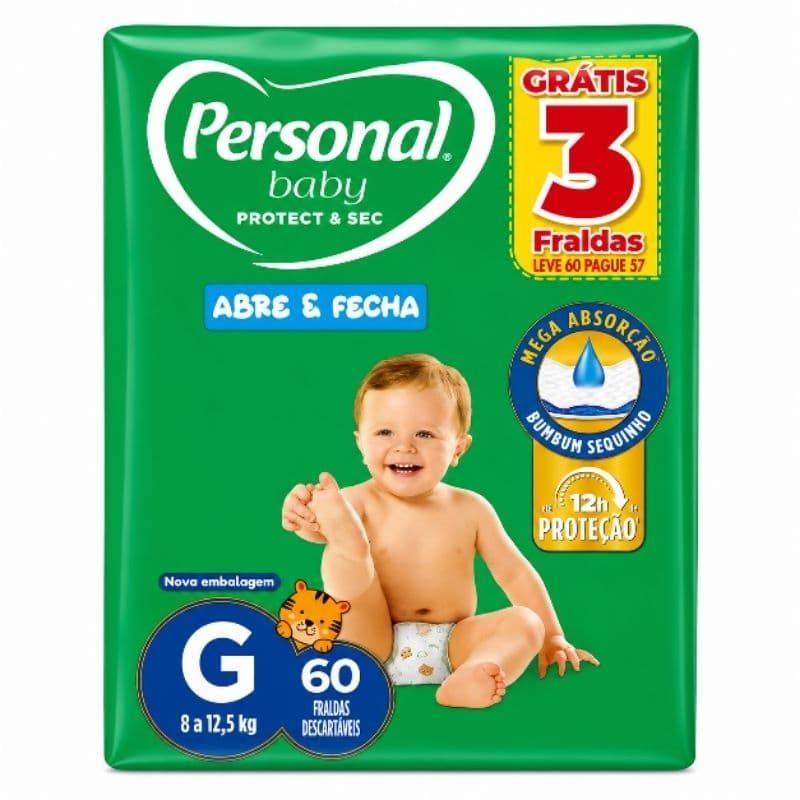 Fralda Personal Baby Protect&Sec Tam. G 60 unidades