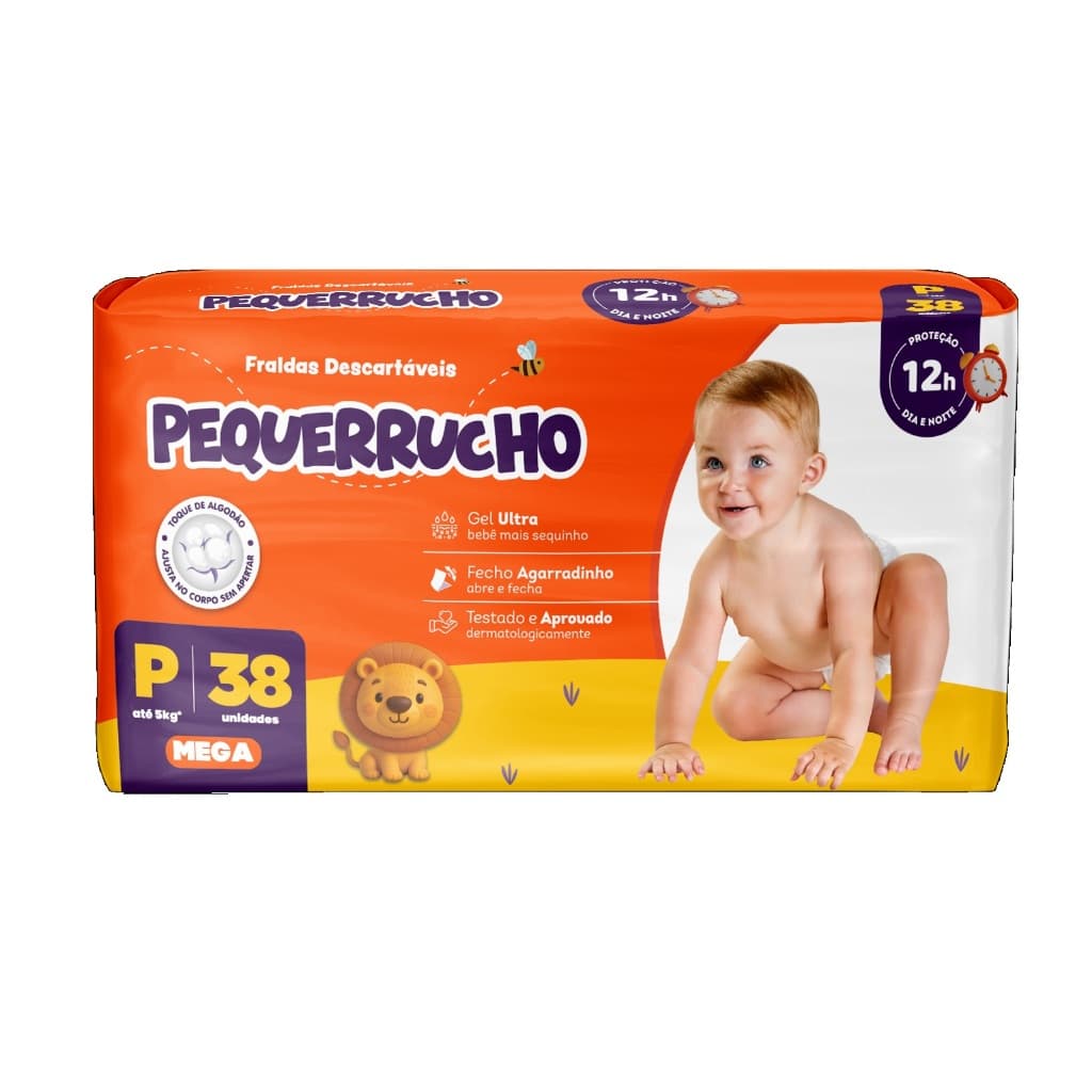 Fralda descartável Pequerrucho P - 38 fraldas