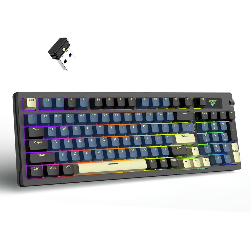 Teclado Mecânico 96 Teclas Tri-Mode RGB Switch Titanium PBT Hot-Swappable ABNT2 Bluetooth 5.0 2.4G USB 4000mAh