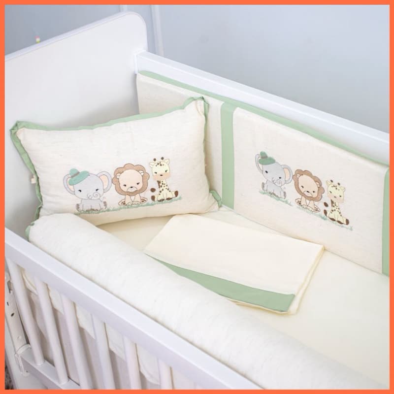 Kit Mini Berço Completo 5 Peças Algodão Com Zíper Enxoval Bebê Recem Nascido Menina Menino