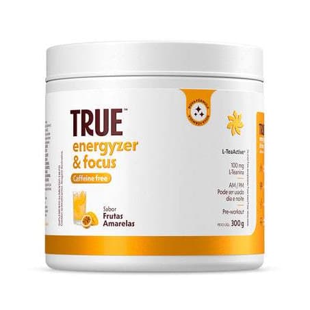 True Source Pre Workout Energyzer & Focus (300g), Frutas Amarelas (s/cafeína) Pré Treino