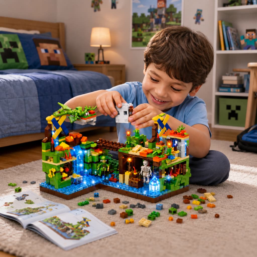 Bloco de Construção 300 / 330 Peças Brinquedo Compatível Lego Minecraft Modelo Montar para Criança / Adulto