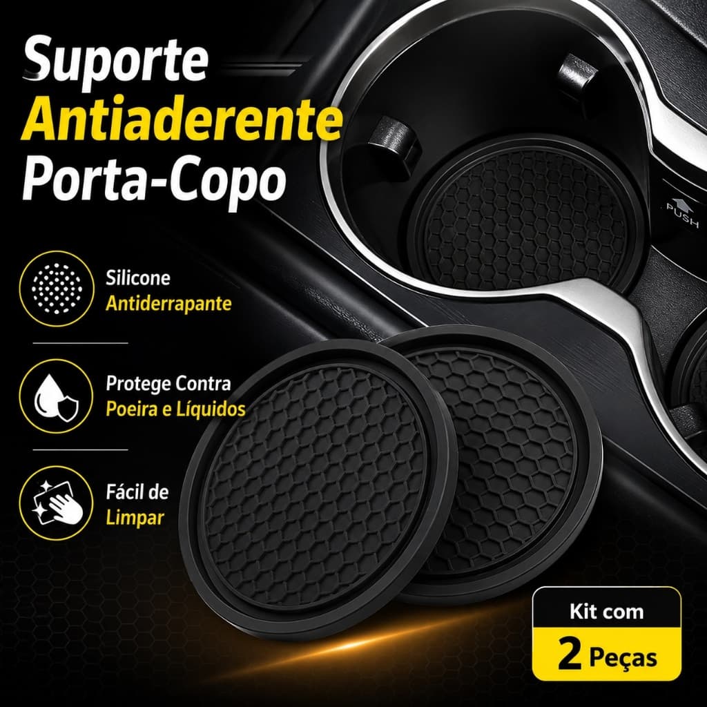 Kit de 2 Bases Para Copo Porta-Copos  De Carro De Borracha Macia