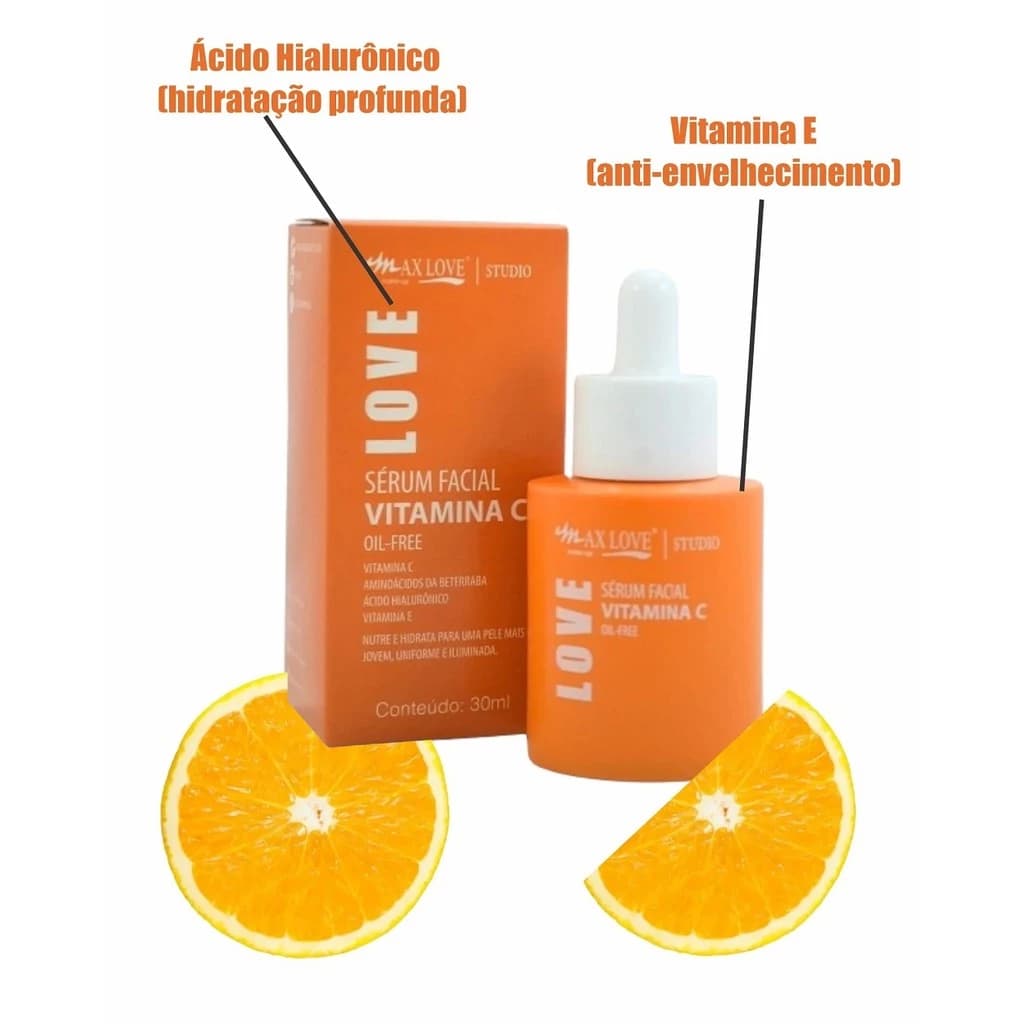 Sérum Facial Max Love Vitamina C Oil Free Clareador e Hidratante