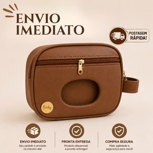Necessaire elegante porta lenço umedecido, pomada e fraldas portátil e impermeável