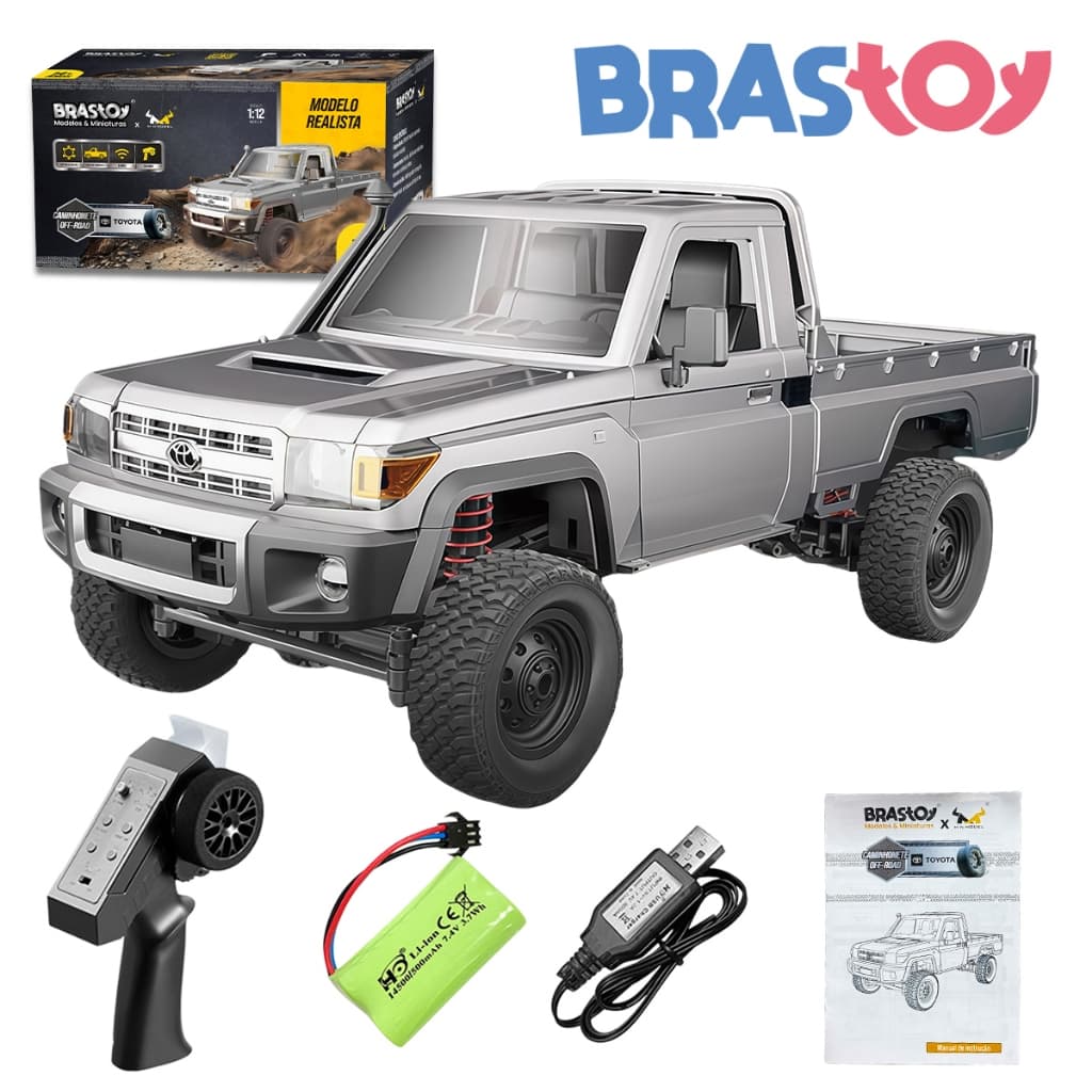 Brastoy Carrinho de controle remoto 1:12 4x4 RC Camionete Off-road com bateria de lítio 1200mAh