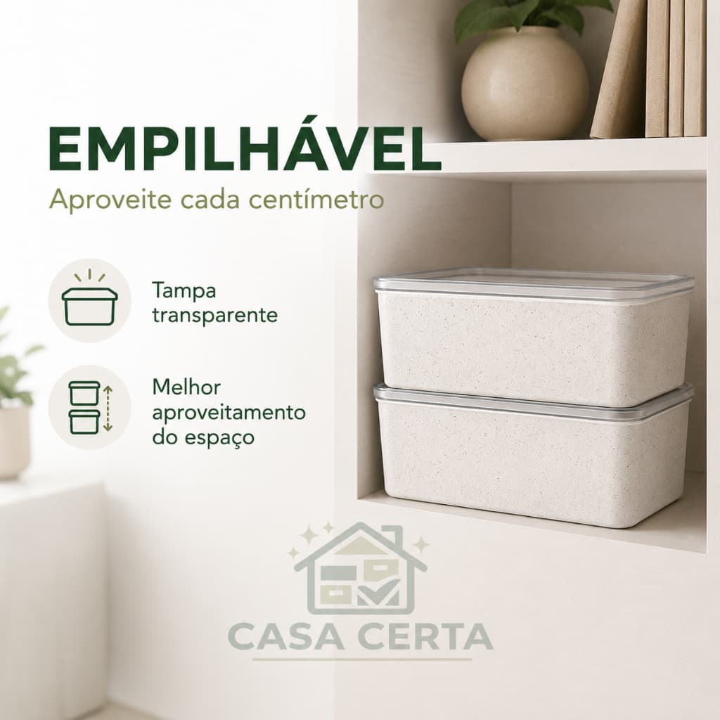 Caixa Organizadora Multiuso 2,8L com Tampa  Organizador Plástico Armário Cozinha Banheiro Lavanderia