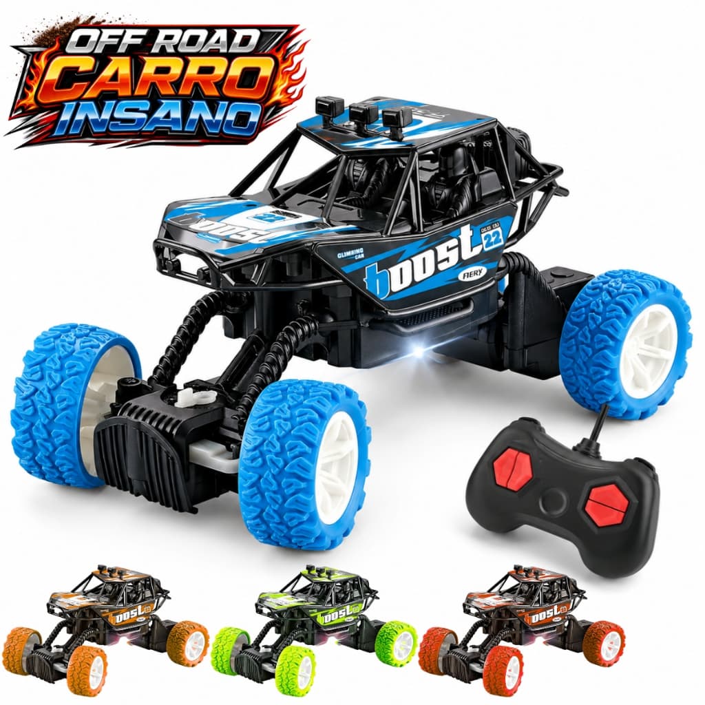 Carrinho Controle Remoto Jipe Carro Grande Off Road Luz Led Com Pilhas Inclusas