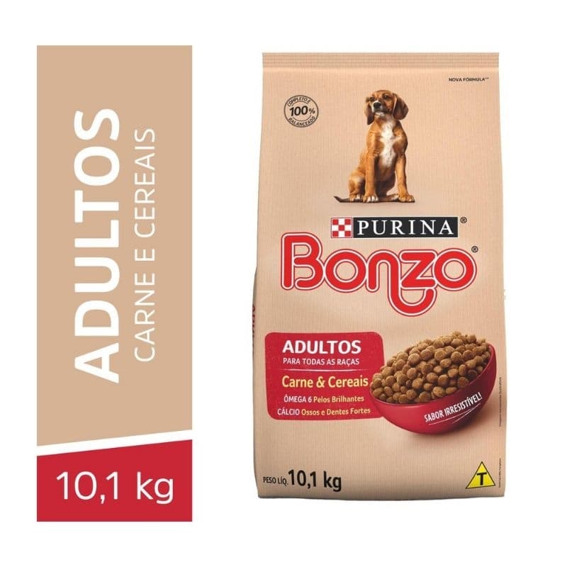 Ração Bonzo Purina 10,1kg - Alimento Para Cão Cachorro Adulto Sabor Carne