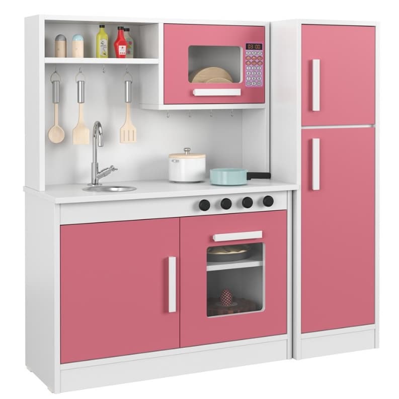 OFERTA Kit Cozinha com Microondas Geladeira Pia Fogão Infantil Brinquedo Criança Educativo Cores