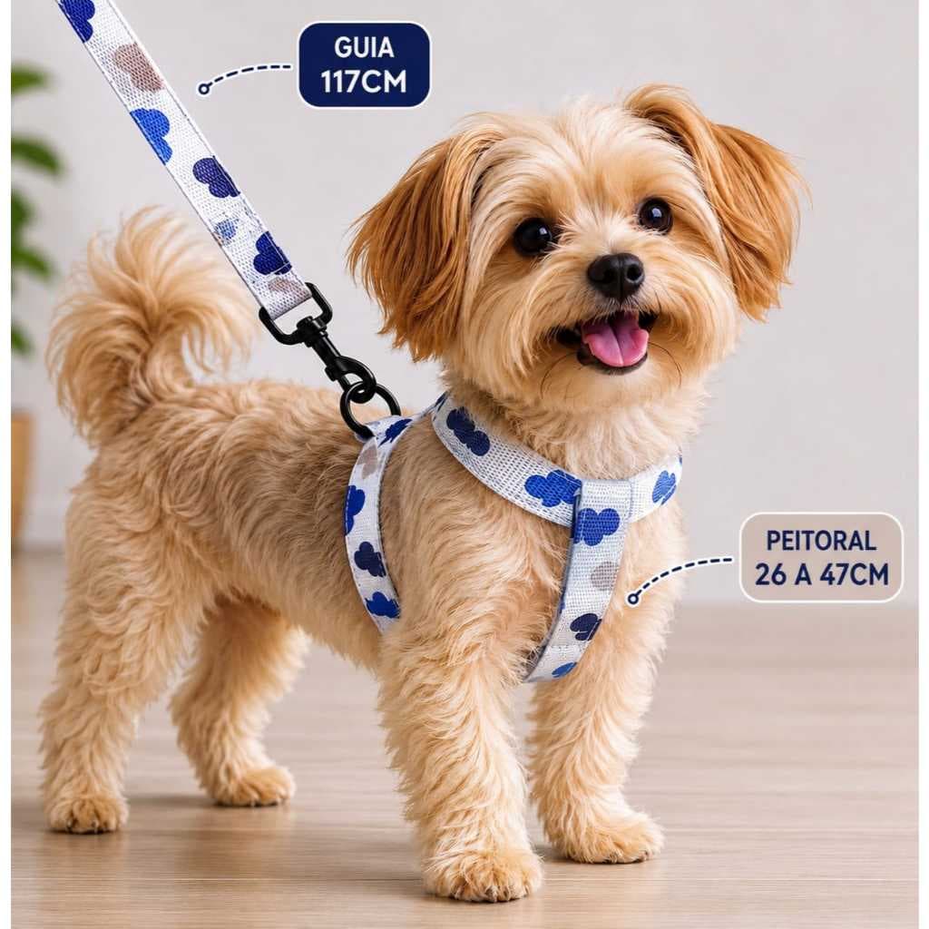 Coleira Peitoral Para Cachorro Pequenos e Médios Conjunto de Guia + Coleira