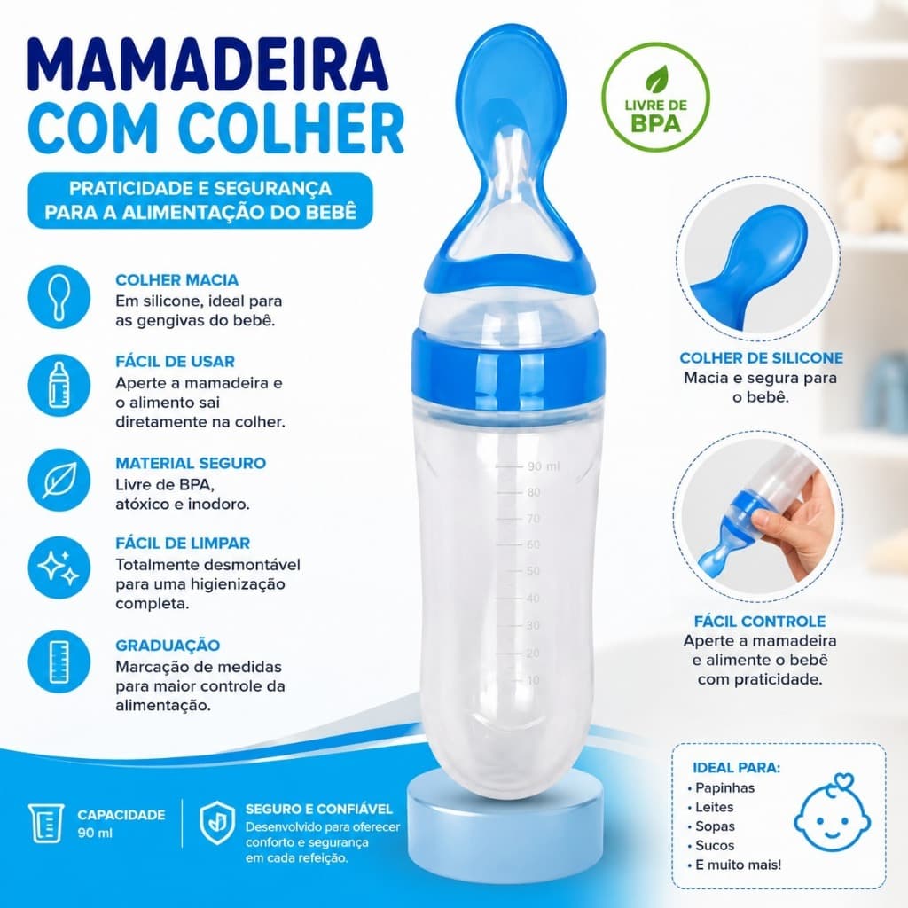 Kit Introdução Alimentar Colher Dosadora e Chupeta Mordedor Porta Frutas Para Seu Bebê Em Silicone