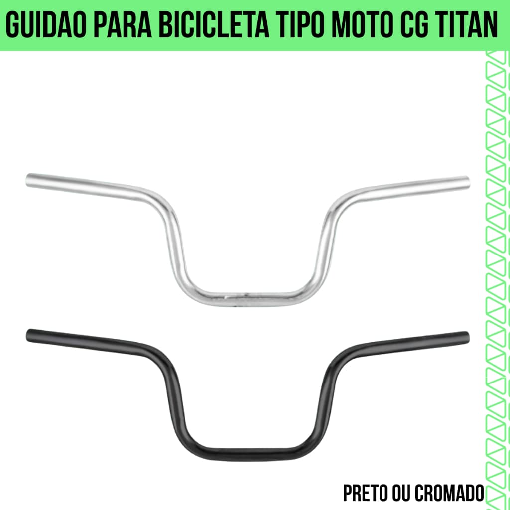 Guidão Para Bicicleta Tipo Moto Cg Titan Bike Alto Retrô Cromado ou Preto CG 150