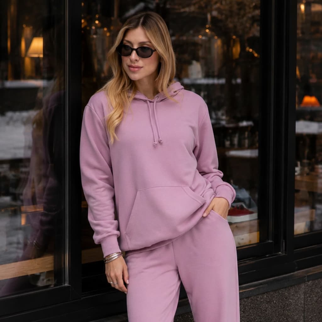 Conjunto Moletom Feminino Inverno Calça Jogger e Moletom Canguru Confortável casual