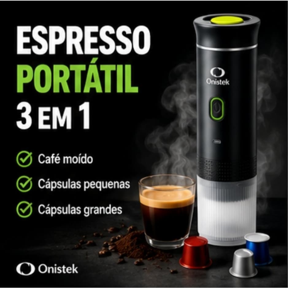 Cafeteira Expresso Portátil 3 Em 1 20 Bar Café Quente USB Recarregável Compatível Nespresso