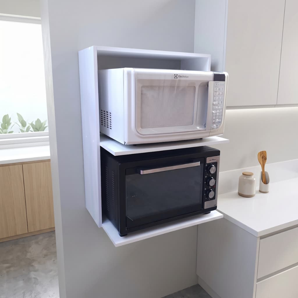 Nicho Suporte De Parede Para Microondas E Forno Mdf Madeira Bilhó Moveis