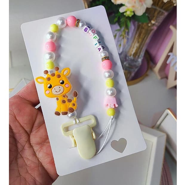 Prendedor de Chupeta Infantil Girafa, prendedor de bico, chupeta para crianças, chupeta para bebê girafinhas