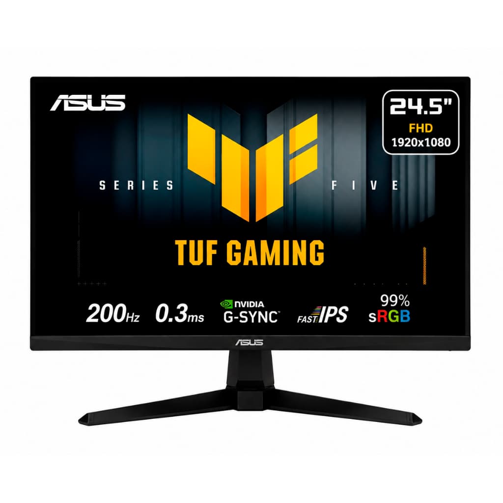Monitor Gamer Asus TUF 24.5”, 200Hz, 0.3ms, Fast IPS, FHD, 99% sRGB, G-Sync, FreeSync Premium