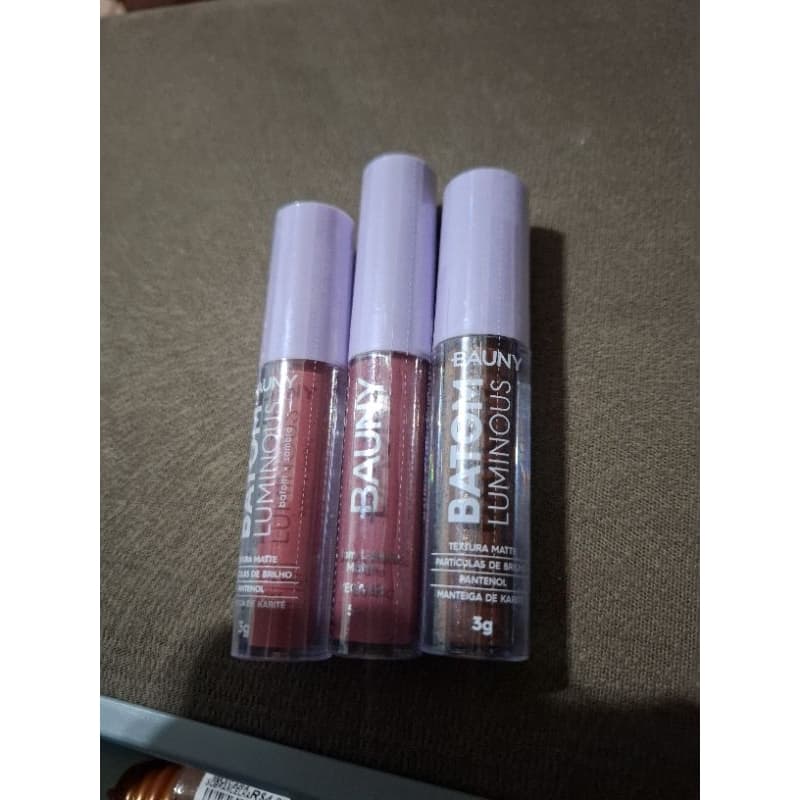 Batom Líquido Luminous Bauny 3g — Textura Matte com Partículas de Brilho (Batom e Sombra)