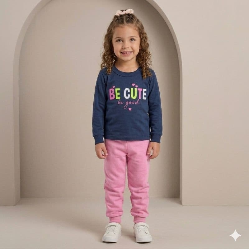 Conjunto Infantil Moletom Feminino Inverno Menina Quentinho Tam 1 ao 8 Moda Infantil Moletom Peluciado Vários Modelos