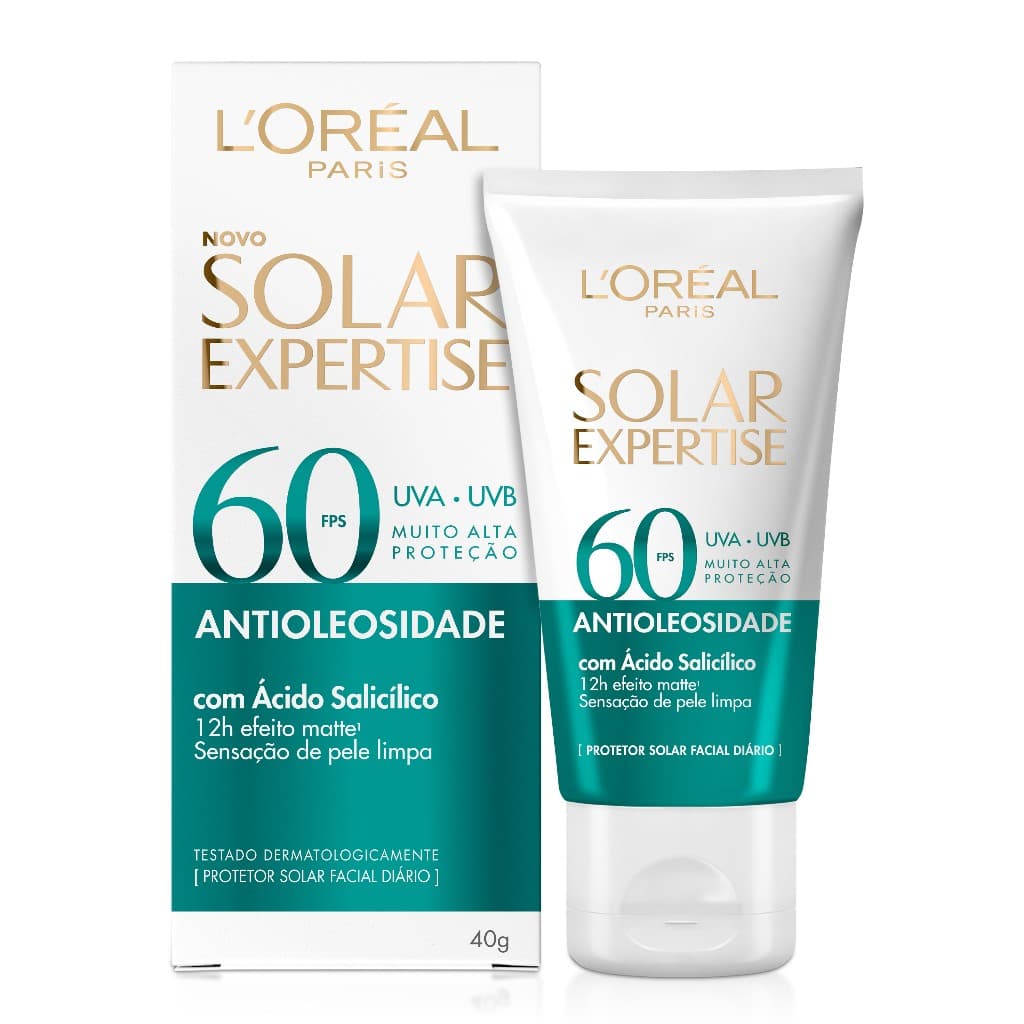 Protetor Solar Facial Antioleosidade FPS60, Efeito Matte Sem Cor, Solar Expertise L'Oreal Paris, 40g